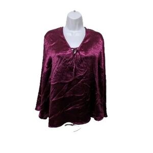 NWT Ava & Viv Satin Blouse Top Long Sleeve Purple 2X #25